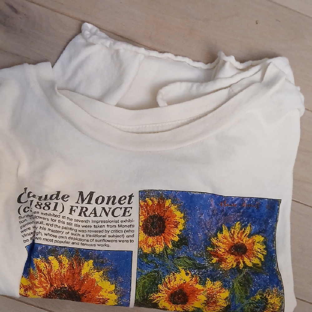 White T-Shirt with Sunflower Print